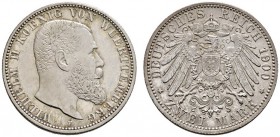 Deutsche Münzen und Medaillen ab 1871 
 Silbermünzen des Kaiserreiches 
 Württemberg 
 Wilhelm II. 1891-1918 
 2 Mark 1900 F. J. 174.
 feine Pati...
