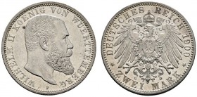 Deutsche Münzen und Medaillen ab 1871 
 Silbermünzen des Kaiserreiches 
 Württemberg 
 Wilhelm II. 1891-1918 
 2 Mark 1900 F. J. 174.
 winzige Kr...