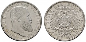 Deutsche Münzen und Medaillen ab 1871 
 Silbermünzen des Kaiserreiches 
 Württemberg 
 Wilhelm II. 1891-1918 
 2 Mark 1904 F. J. 174.
 fast Stemp...