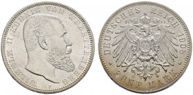 Deutsche Münzen und Medaillen ab 1871 
 Silbermünzen des Kaiserreiches 
 Württemberg 
 Wilhelm II. 1891-1918 
 5 Mark 1908 F. J. 176.
 winzige Kr...