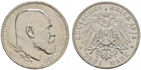 Deutsche Münzen und Medaillen ab 1871 
 Silbermünzen des Kaiserreiches 
 Württemberg 
 Wilhelm II. 1891-1918 
 3 Mark 1916 F. Regierungsjubiläum. ...