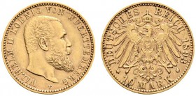 Deutsche Münzen und Medaillen ab 1871 
 Reichsgoldmünzen 
 Württemberg 
 Wilhelm II. 1891-1918 
 10 Mark 1893 F. J. 295.
 sehr schön-vorzüglich...
