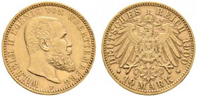 Deutsche Münzen und Medaillen ab 1871 
 Reichsgoldmünzen 
 Württemberg 
 Wilhelm II. 1891-1918 
 10 Mark 1900 F. J. 295.
 sehr schön-vorzüglich...