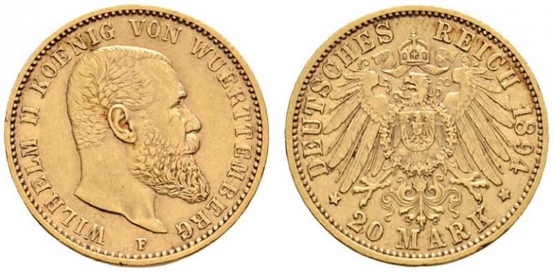 Deutsche Münzen und Medaillen ab 1871 
 Reichsgoldmünzen 
 Württemberg 
 Wilh...