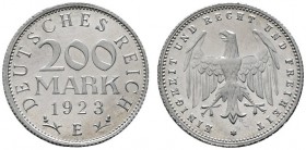 Deutsche Münzen und Medaillen ab 1871 
 Weimarer Republik 
 200 Mark 1923 E. Aluminium. J. 304.
 Polierte Platte