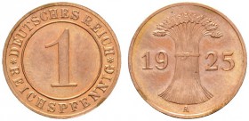 Deutsche Münzen und Medaillen ab 1871 
 Weimarer Republik 
 1 Reichspfennig 1925 A. J. 313.
 Prachtexemplar, feinst zaponiert, Polierte Platte