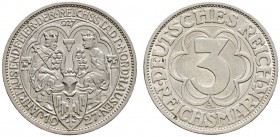 Deutsche Münzen und Medaillen ab 1871 
 Weimarer Republik 
 3 Reichsmark 1927 A. Nordhausen. J. 327.
 vorzüglich