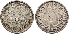 Deutsche Münzen und Medaillen ab 1871 
 Weimarer Republik 
 3 Reichsmark 1927 A. Nordhausen. J. 327.
 feine Patina, minimale Randunebenheiten, vorz...