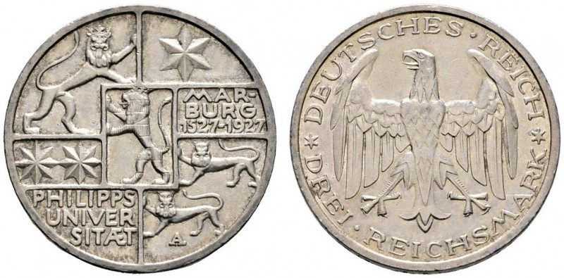 Deutsche Münzen und Medaillen ab 1871 
 Weimarer Republik 
 3 Reichsmark 1927 ...