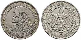 Deutsche Münzen und Medaillen ab 1871 
 Weimarer Republik 
 3 Reichsmark 1928 D. Dürer. J. 332.
 vorzüglich
