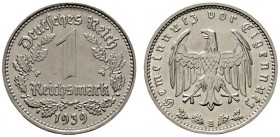 Deutsche Münzen und Medaillen ab 1871 
 Drittes Reich 
 1 Reichsmark 1939 B. J. 354.
 selten, fast Stempelglanz