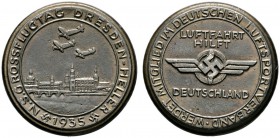 Deutsche Münzen und Medaillen ab 1871 
 Drittes Reich 
 Versilberte Zinkgußmedaille 1935 unsigniert, des deutschen Luftsportverbandes - auf den N.S....