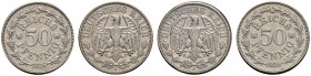 Deutsche Münzen und Medaillen ab 1871 
 Münzproben des Deutschen Reiches 
 Lot (2 Stücke): 50 Pfennig-Probe 1926 J. Nickel. Schaaf 324 G30, J. zu 32...
