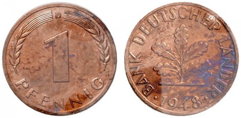 Deutsche Münzen und Medaillen ab 1871 
 Bank Deutscher Länder 
 1 Pfennig 1948...