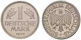 Deutsche Münzen und Medaillen ab 1871 
 Bundesrepublik Deutschland 
 1 Deutsche Mark 1950 F. J. 385. Auflage: nur 150 Exemplare
 fein zaponiert, Po...