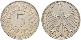 Deutsche Münzen und Medaillen ab 1871 
 Bundesrepublik Deutschland 
 5 Deutsche Mark 1958 J. Kursmünze. J. 387.
 sehr schön-vorzüglich