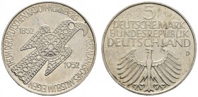 Deutsche Münzen und Medaillen ab 1871 
 Bundesrepublik Deutschland 
 5 Deutsche Mark 1952 D. Germanisches Museum. J. 388.
 minimale Randfehler, vor...