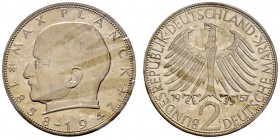 Deutsche Münzen und Medaillen ab 1871 
 Bundesrepublik Deutschland 
 2 Deutsche Mark 1957 F. Max Planck. J. 392. Auflage: nur 100 Exemplare
 Polier...