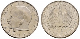 Deutsche Münzen und Medaillen ab 1871 
 Bundesrepublik Deutschland 
 2 Deutsche Mark 1958 D. Max Planck. J. 392. Auflage: 1.240 Exemplare
 Polierte...