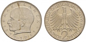 Deutsche Münzen und Medaillen ab 1871 
 Bundesrepublik Deutschland 
 2 Deutsche Mark 1963 G. Max Planck. J. 392. Auflage: nur 200 Exemplare
 Polier...