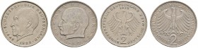 Deutsche Münzen und Medaillen ab 1871 
 Bundesrepublik Deutschland 
 Lot (2 Stücke): 2 Deutsche Mark 1963 F. Max Planck sowie 2 Deutsche Mark 1973 J...