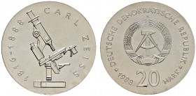 Deutsche Münzen und Medaillen ab 1871 
 Deutsche Demokratische Republik 
 20 Mark 1988 A. Carl Zeiss. J. 1621.
 Stempelglanz