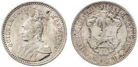 Deutsche Münzen und Medaillen ab 1871 
 Nebengebiete 
 Deutsch-Ostafrika 
 1/4 Rupie 1891. J. 711.
 leichte Tönung, fast Stempelglanz