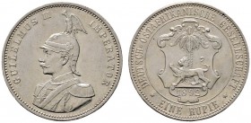 Deutsche Münzen und Medaillen ab 1871 
 Nebengebiete 
 Deutsch-Ostafrika 
 Rupie 1892. J. 713.
 minimale Kratzer, sehr schön-vorzüglich