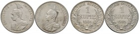 Deutsche Münzen und Medaillen ab 1871 
 Nebengebiete 
 Deutsch-Ostafrika 
 Lot (2 Stücke): Rupie 1905 A und J. J. 722.
 sehr schön-vorzüglich/vorz...