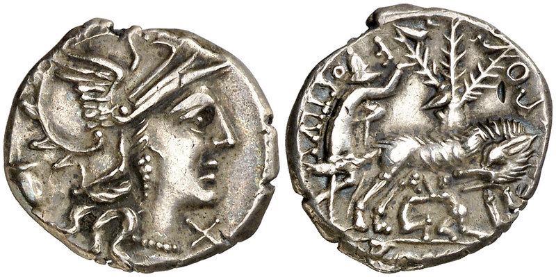 (hacia 137 a.C.). Gens Pompeia. Denario. (Bab. 1) (S. 1a) (Craw. 235/1c). 3,89 g...