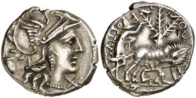 (hacia 137 a.C.). Gens Pompeia. Denario. (Bab. 1) (S. 1a) (Craw. 235/1c). 3,89 g. EBC-.