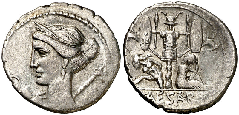 (46-45 a.C.). Julio César. Denario. (Spink 1405) (S. 14) (Craw. 468/2). 3,46 g. ...