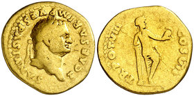 (79 d.C.). Tito. Áureo. (Spink falta) (Co. 331) (RIC. 1077, de Vespasiano) (Calicó 790). 6,97 g. BC+.