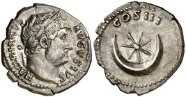 (128 d.C.). Adriano. Denario. (Spink 3484 var) (S. 462) (RIC. 201). 3,43 g. MBC+/EBC-.