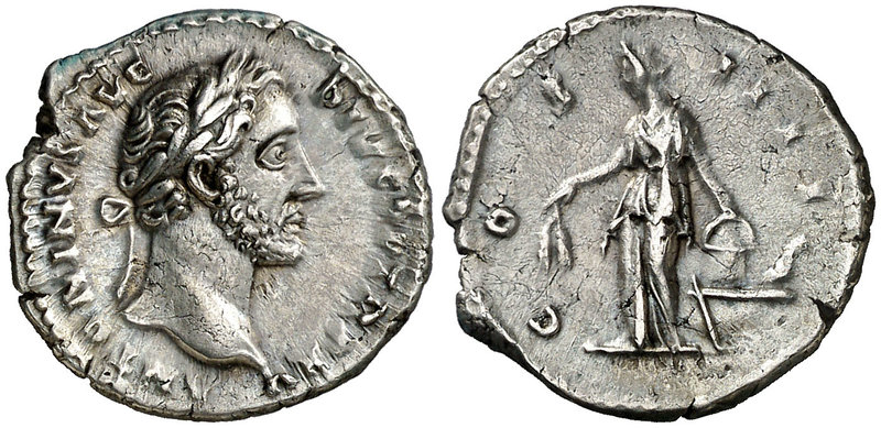 (153-154 d.C.). Antonino pío. Denario. (Spink 4068) (S. 291) (RIC. 231). 2,92 g....
