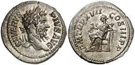 (209 d.C.). Septimio Severo. Denario. (Spink 6348 var) (S. 531) (RIC. 230). 3,34 g. EBC/EBC-.
