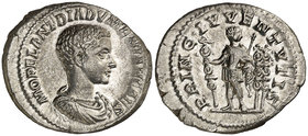 (217-218 d.C.). Diadumeniano. Denario. (Spink 7449) (S. 3) (RIC. 102). 2,62 g. Ex Colección Manuela Etcheverría. Rara. EBC-.