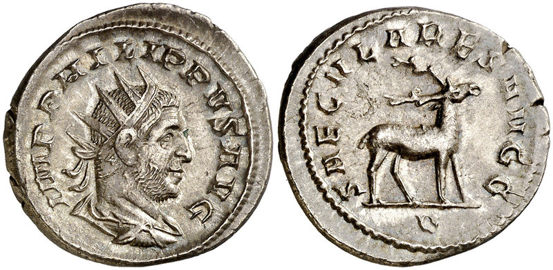 (248 d.C.). Filipo I. Antoniniano. (Spink 8958) (S. 182) (RIC. 19). 4,62 g. EBC-...