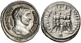 (294 d.C.). Diocleciano. Roma. Argenteo. (Spink 12606) (S. 412a) (RIC. 30a). 4,08 g. Ex Colección Manuela Etcheverría. Escasa. EBC-/MBC+.