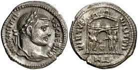 (294-295 d.C.). Galerio Maximiano. Heraclea. Argenteo. (Spink 14268) (S. 220e) (RIC. 8). 2,95 g. Ex Colección Manuela Etcheverría. Muy escasa. MBC+.