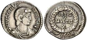 (357-360 d.C.). Juliano II. Arelate. Siliqua. (Spink 19046) (S. 154b) (RIC. 263). 1,96 g. Grieta. Ex Colección Manuela Etcheverría. MBC+.