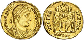 (364 d.C.). Valentiniano I. Tesalónica. Sólido. (Spink 19286) (Co. 43) (RIC. 4a). 4,40 g. Ex Colección Manuela Etcheverría. MBC+.