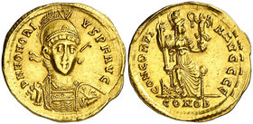 (402-403 d.C.). Honorio. Constantinopla. Sólido. (Spink 20901) (Co. 6 var) (RIC. 24). 4,48 g. EBC-.