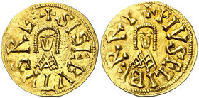 Sisebuto (612-621). Eliberri (Granada). Triente. (CNV. 217.13) (R. Pliego 272l). 1,41 g. EBC-.