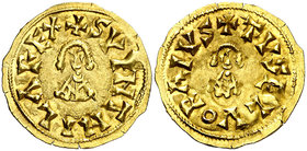Suintila (621-631). Elvora (Talavera de la Reina). Triente. (CNV. 326) (R. Pliego 392a). 1,31 g. Escasa. MBC+.