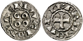 Vescomtat de Narbona. Berenguer (1019-1067). Narbona. Diner. (Cru.V.S. 157) (Cru.Occitània 40) (Cru.C.G. 2022). 1,37 g. Rara y más así. EBC.