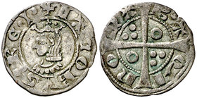 Jaume II (1291-1327). Barcelona. Diner. (Cru.V.S. 348.1, mismo ejemplar fotografiado como 348) (Cru.C.G. 2162a, mismo ejemplar fotografiado como 2162)...