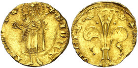 Alfons IV (1416-1458). València. Florí. (Cru.V.S. 811.1) (Cru.C.G. 2832). 3,46 g. Marca: corona. Atractiva. Escasa. MBC+.