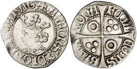 Alfons IV (1416-1458). Perpinyà. Croat. (Cru.V.S. 827.2) (Badia 614 sim) (Cru.C.G. 2869b). 3,12 g. Rayitas. Limpiada. Muy rara. MBC-/MBC.