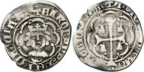 Alfons IV (1416-1458). Mallorca. Mig ral. (Cru.V.S. falta) (Cru.C.G. 2888a, la señala como única). 1,39 g. Tres ejemplares conocidos sin marcas en anv...